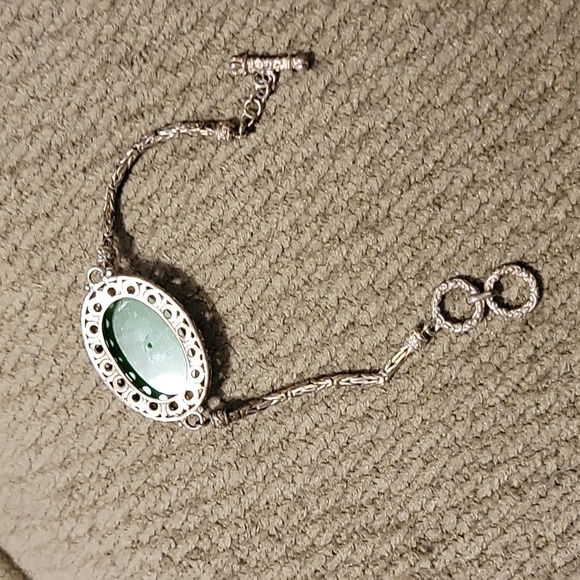 Vintage Jade bracelet 925 - Picture 5 of 10
